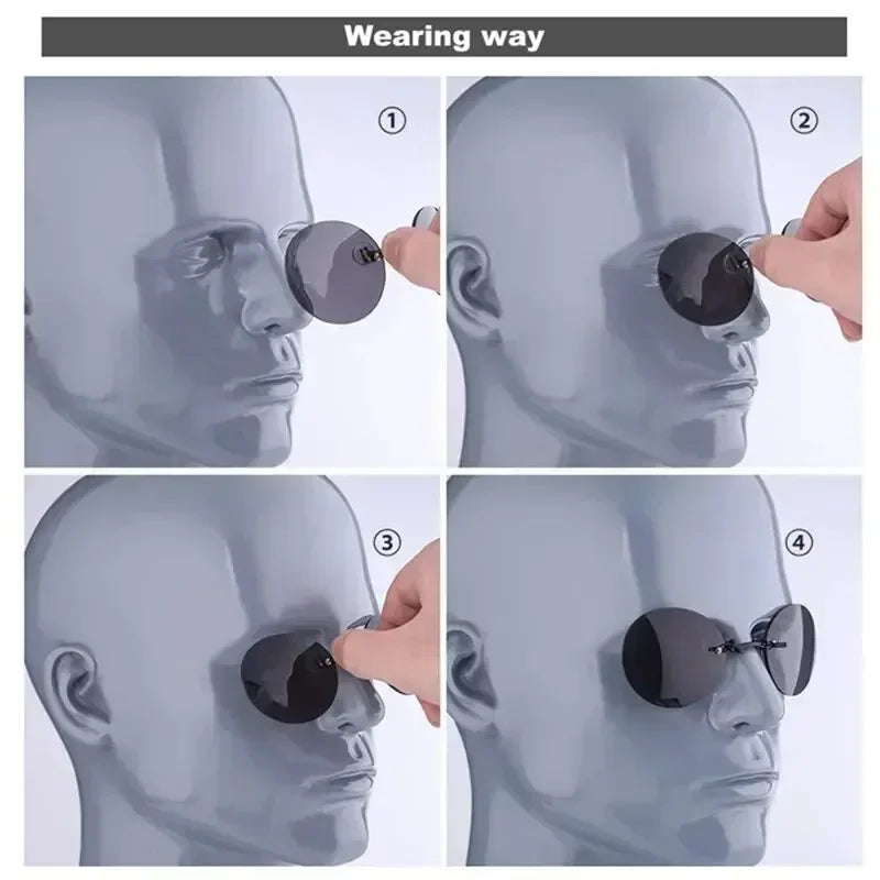 1-2PCS Clip On Nose Glasses Round Rimless Matrix Morpheus Sunglasses Mini Frameless Vintage Men Eyeglasses