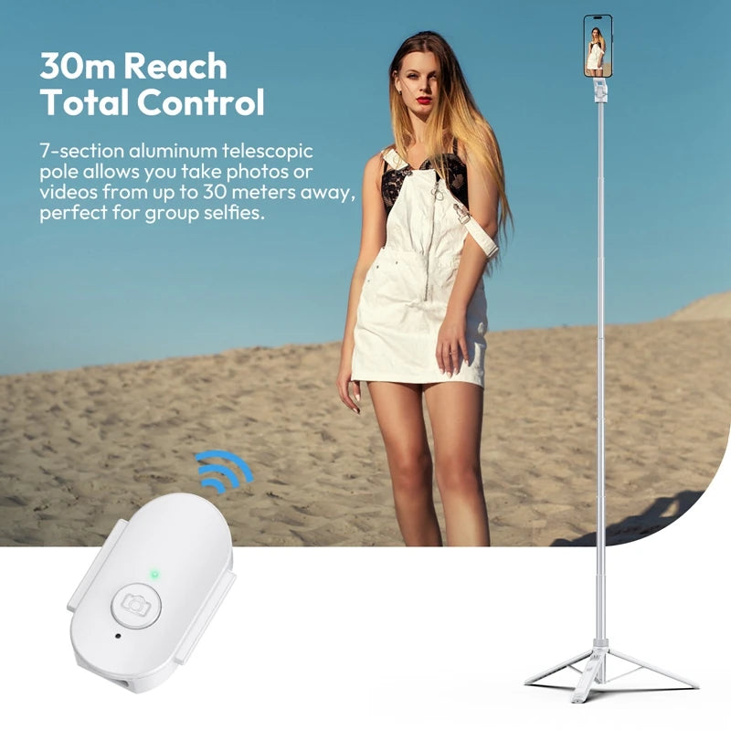Ulanzi TT88 1.44M Overhead Selfie Stick Phone Tripod with Magnetic Clamp Wireless Remote Extension Tripod for LiveStreaming Vlog