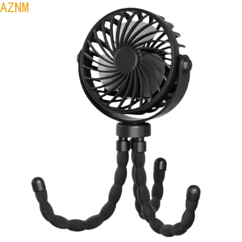 Portable Mini Fan, 360° Flexible Tripod USB Rechargeable Cooling Fan for Stroller Camping