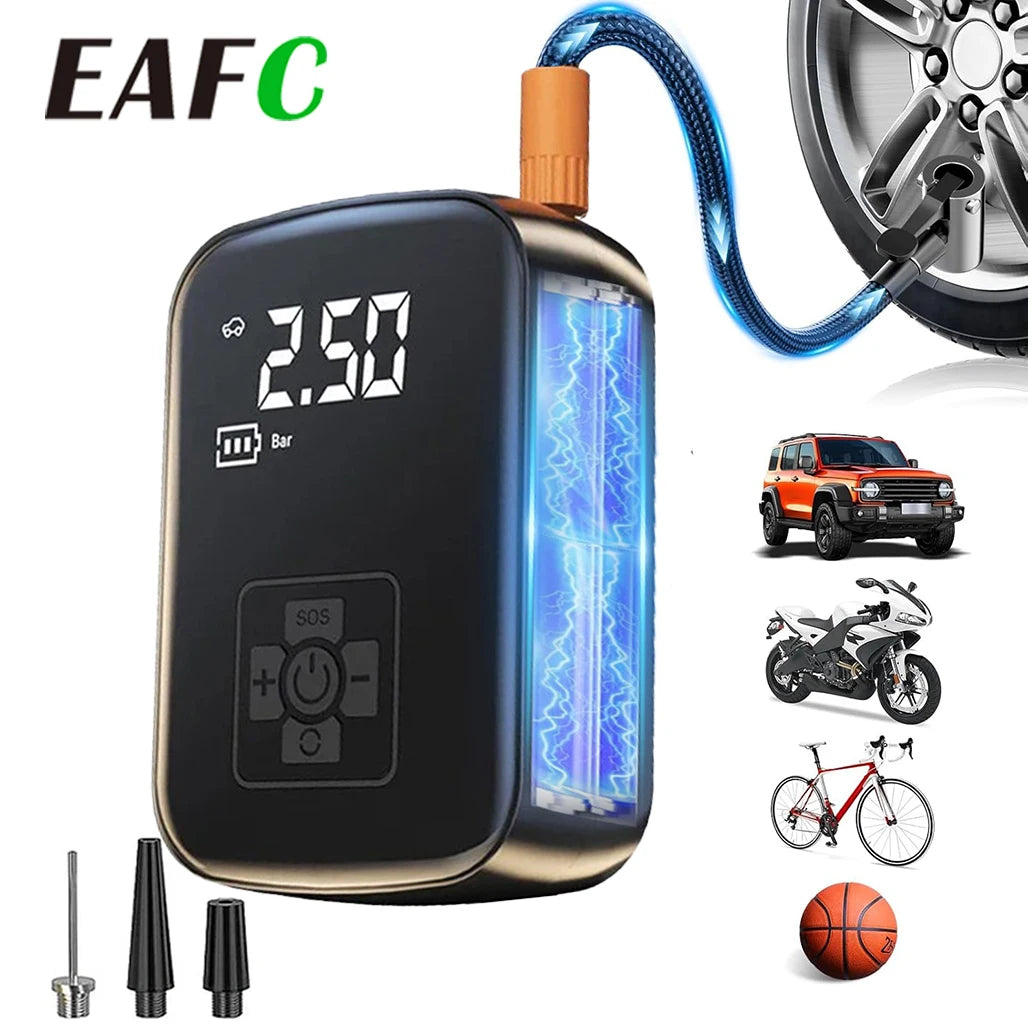 EAFC 150PSI Tire Inflator Portable Air Compressor Cordless Air Pump Tires Air Pump with LED Light Tire Ball Electric Inflator