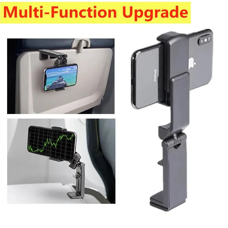 Foldable Rotatable Phone Holder Stand, Portable Adjustable Cell Phone Mount for Airplane, Train, Desk, Travel - Hands-Free