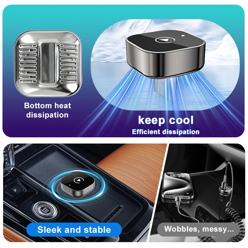 2 IN 1 Wireless Carplay Adapter, Converts Wired to Wireless carplay Adapter for iPhone, Wireless Control Plug & Play Carplay
