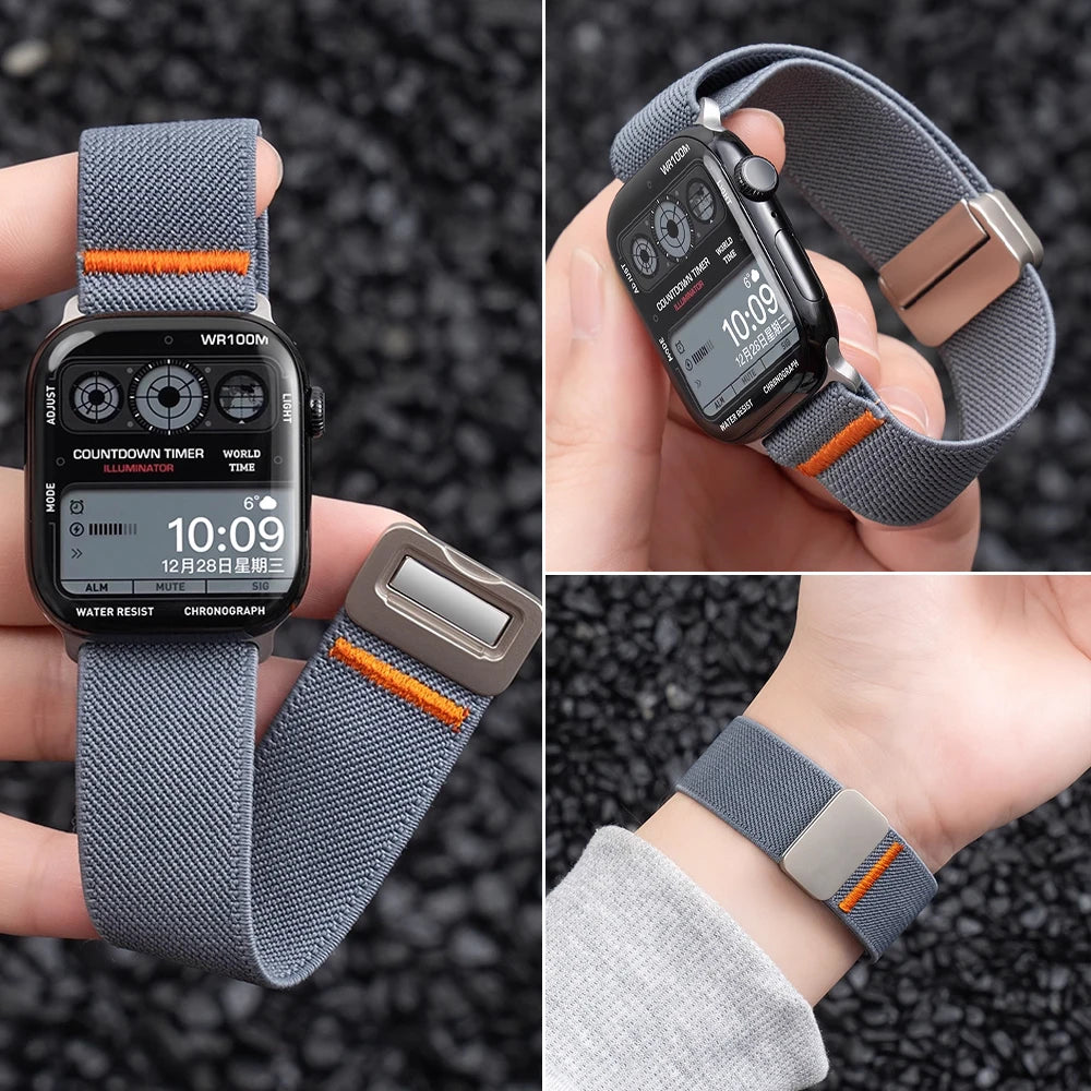 Magnetic Sport Strap For Apple Watch Band 49mm 45mm 46mm 44mm 42 41 40mm Nylon Correa Bracelet IWatch Ultra3 11 10 9 8 7 6 5 SE