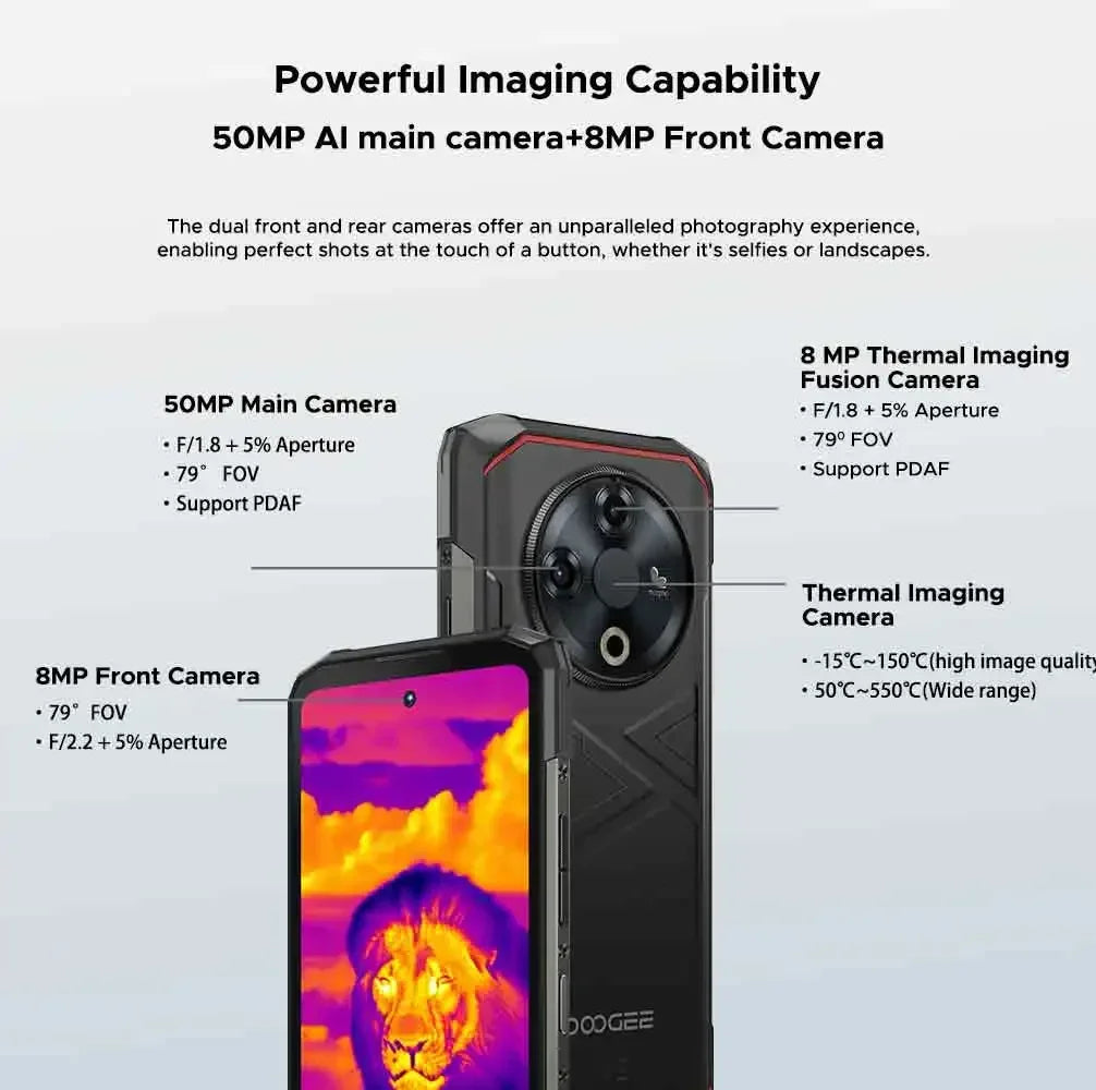 【Brand+】World Premiere DOOGEE Fire 6 Rugged Phone 6.56" 90Hz Display 6GB RAM 256GB ROM 50MP AI Main Camera 10400mAh/18W