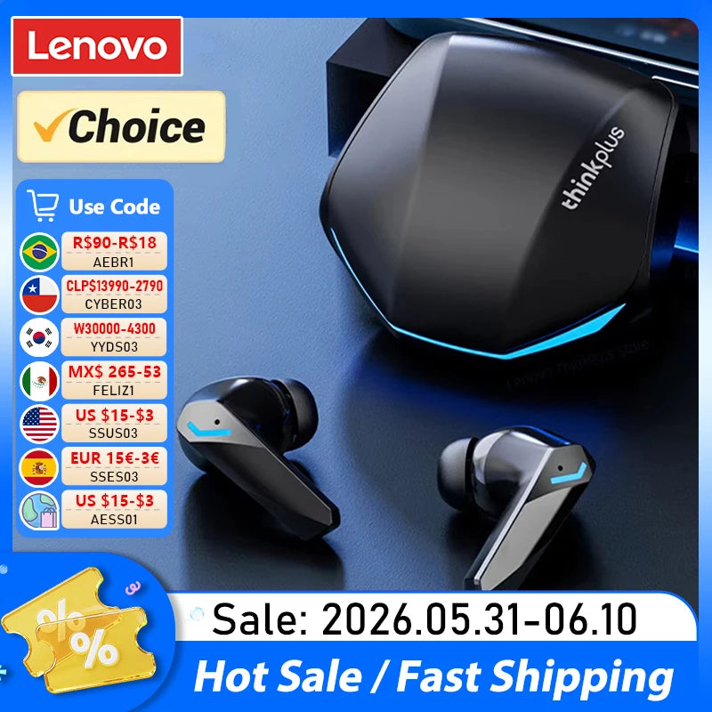 Choice Lenovo GM2 Pro Earphone Bluetooth 5.3 Headphones with Mic 9D Stereo Pro 6 Earbuds Dual Modes Music Game Wireless Headset