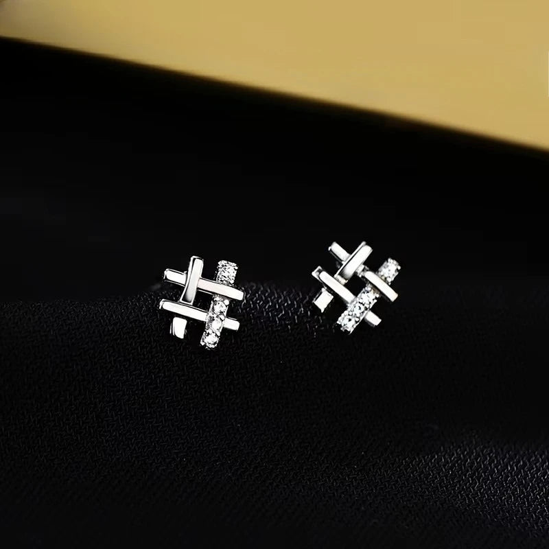 925 Sterling Silver Geometry Crystal Earrings Women Simple Fashion Wedding Jewelry Accessories
