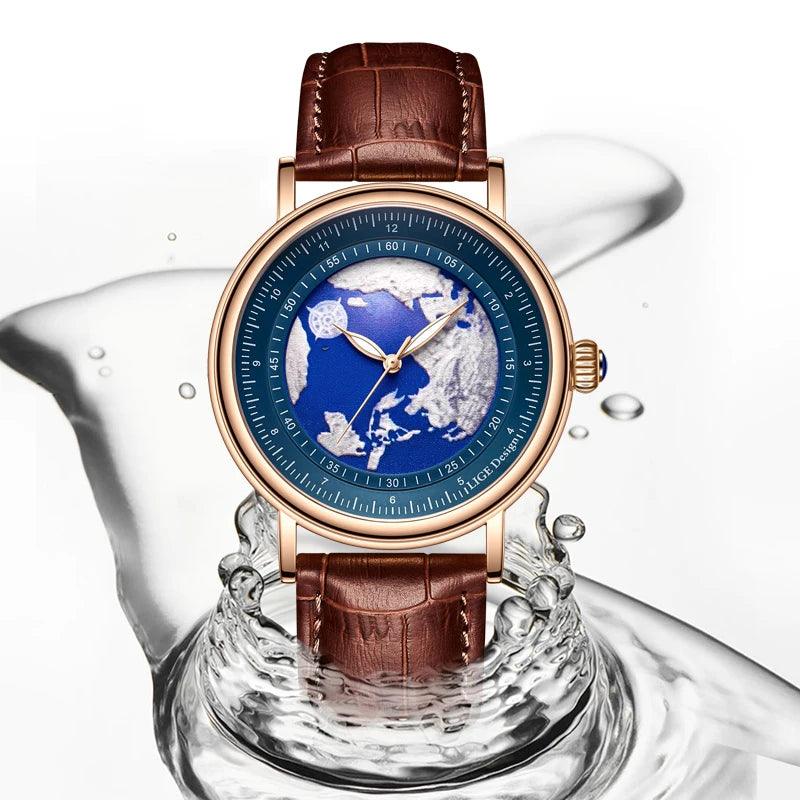 2023  New LIGETop Brand Luxury Man Wristwatch Waterproof Luminous  Unique Men Watches Leather Quartz Men's Watch Male reloj