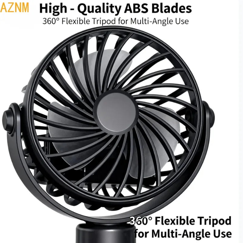 Portable Mini Fan, 360° Flexible Tripod USB Rechargeable Cooling Fan for Stroller Camping