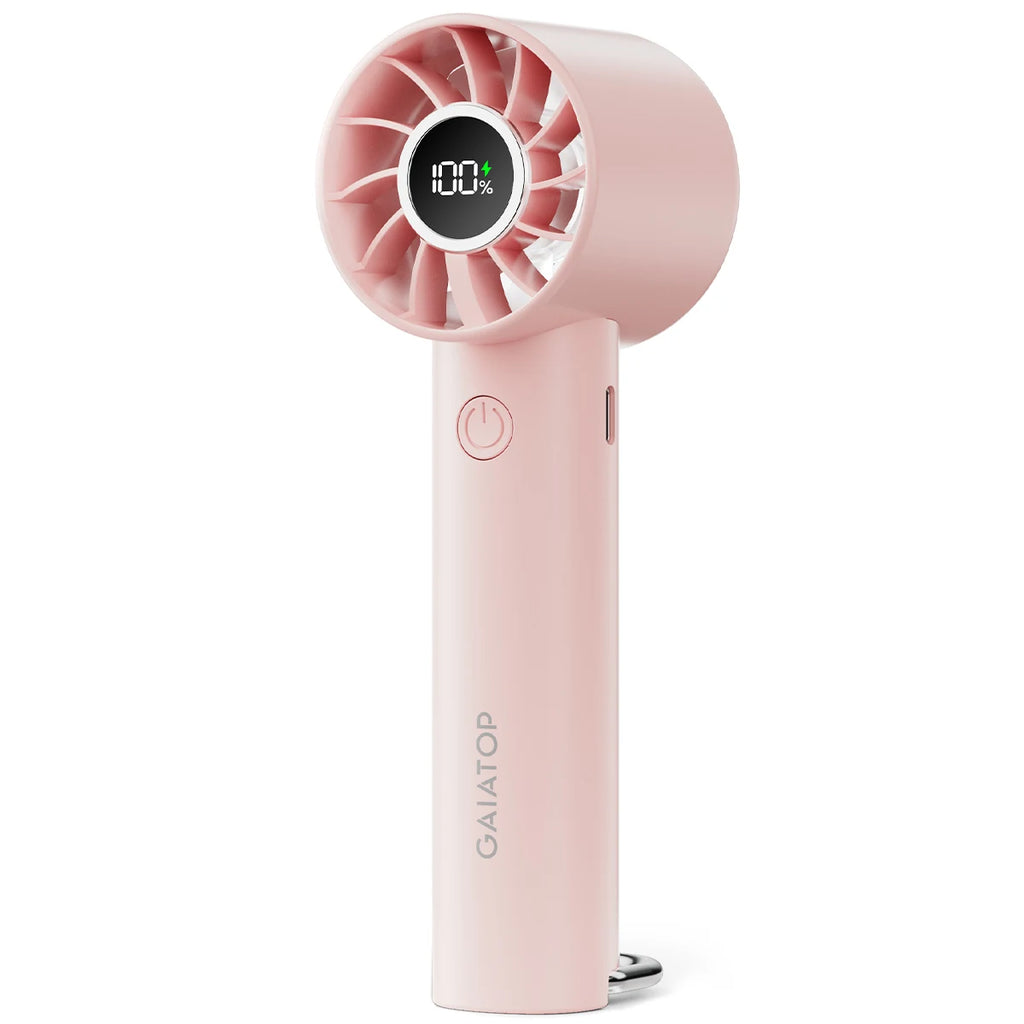 GAIATOP Portable Mini Fan, Handheld Fan with LED Display & Flashlight, 3 Speeds 2000mAh USB Rechargeable Battery Fan
