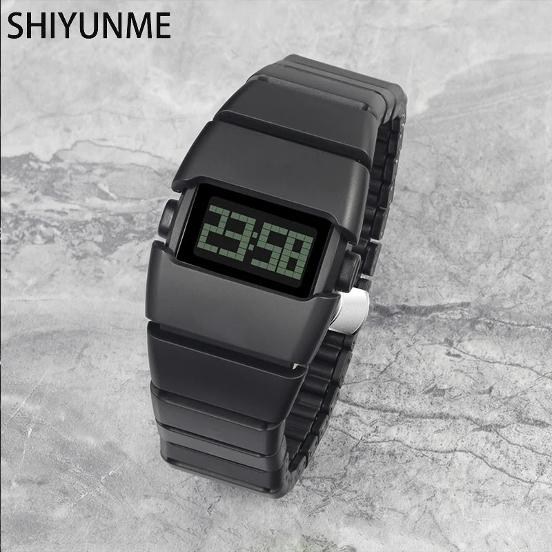 SHIYUNME New Luxury Men's LED Electronic Watch Plastic Material Creative Design Unique Watch Man Casual Sports Waterproof Watch