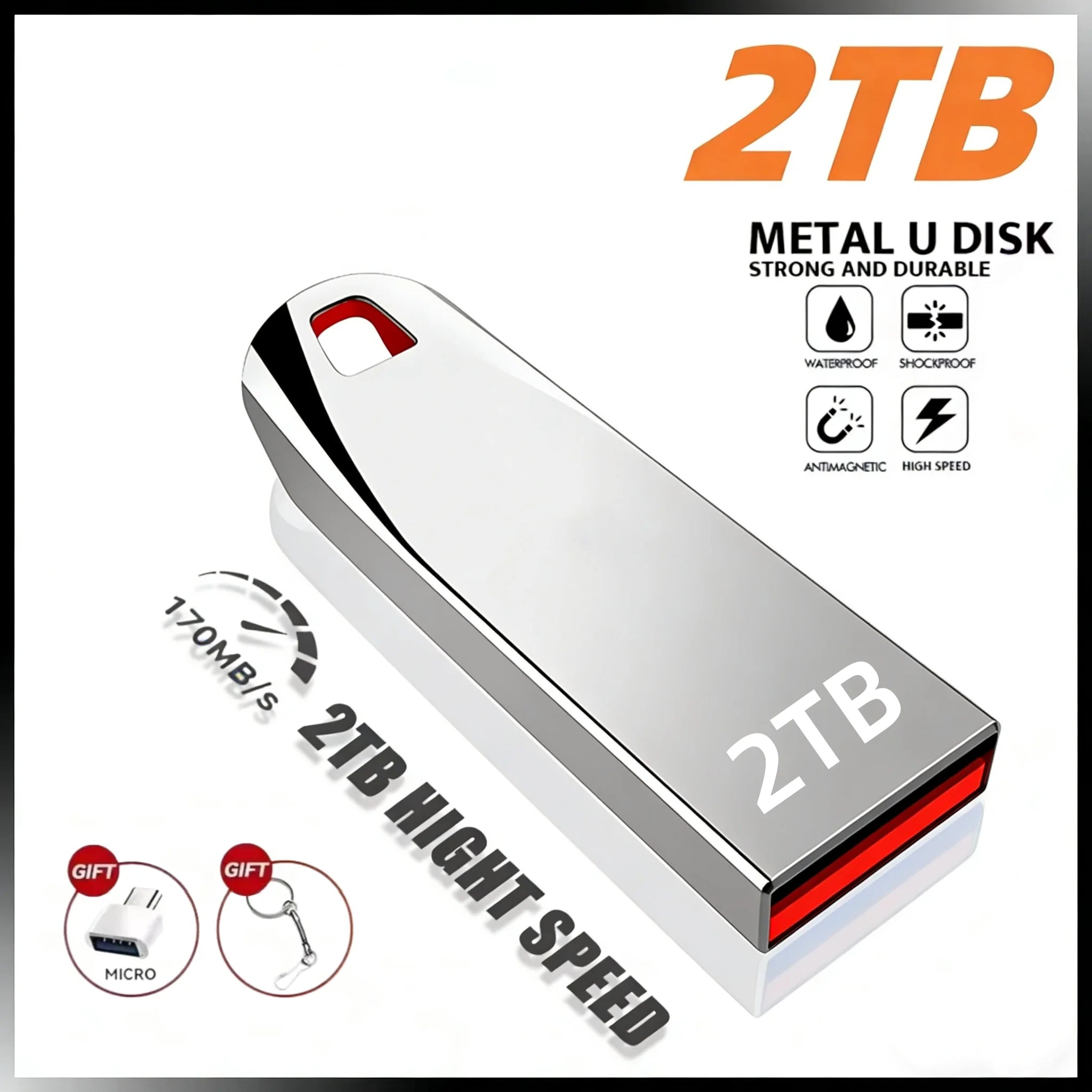 New 2TB USB3.2 Flash Drive Super High Speed Data Transfer 1TB Large Capacity Ultra-Fast Portable Storage Sleek Durable U Disk