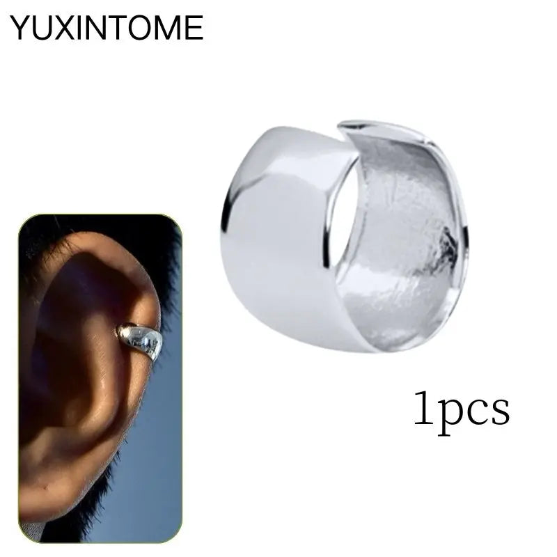 1PC Punk Ear Cuff Plated 24K Gold/925 Silver Conch Clip Earrings For Women Climbers No Piercing Fake Cartilage Earrings