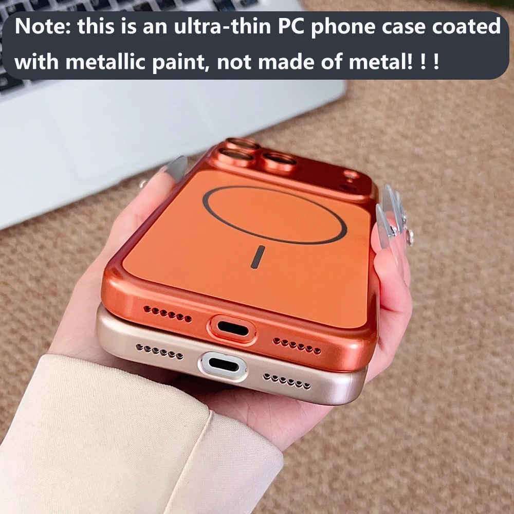 Instantly Change 17 Ultra Thin Metallic Paint Magnetic Case For iPhone 17 16 15 14 13 Pro Max Lens Protector For Magsafe Cover
