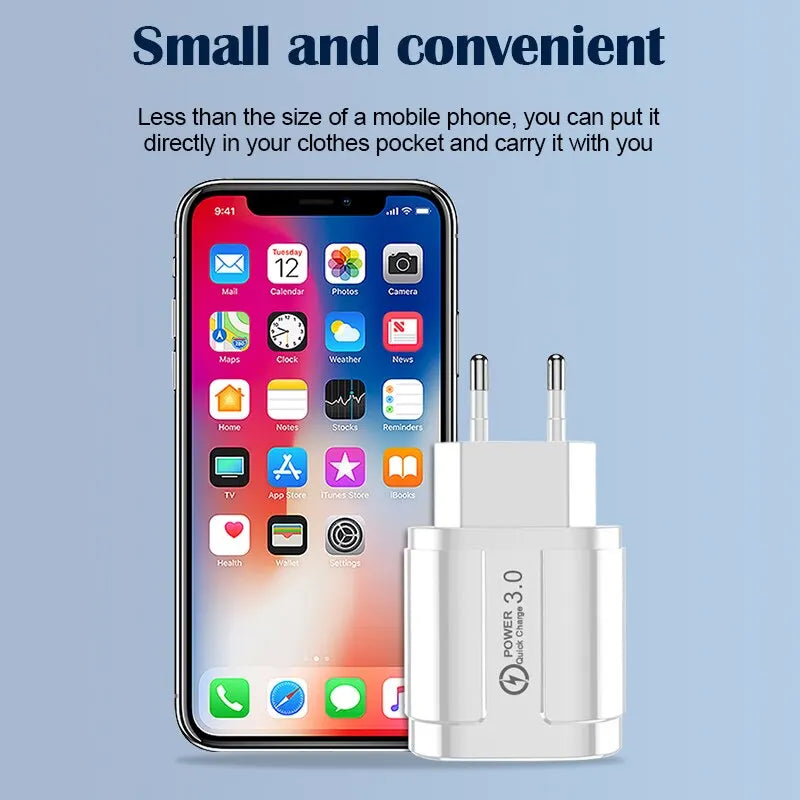 4 Ports 38W USB Charger USB A Charger US/EU Plug Fast Charging Quick Charge 3.0 Mobile Phone Wall Chargers For iPhone Samsung