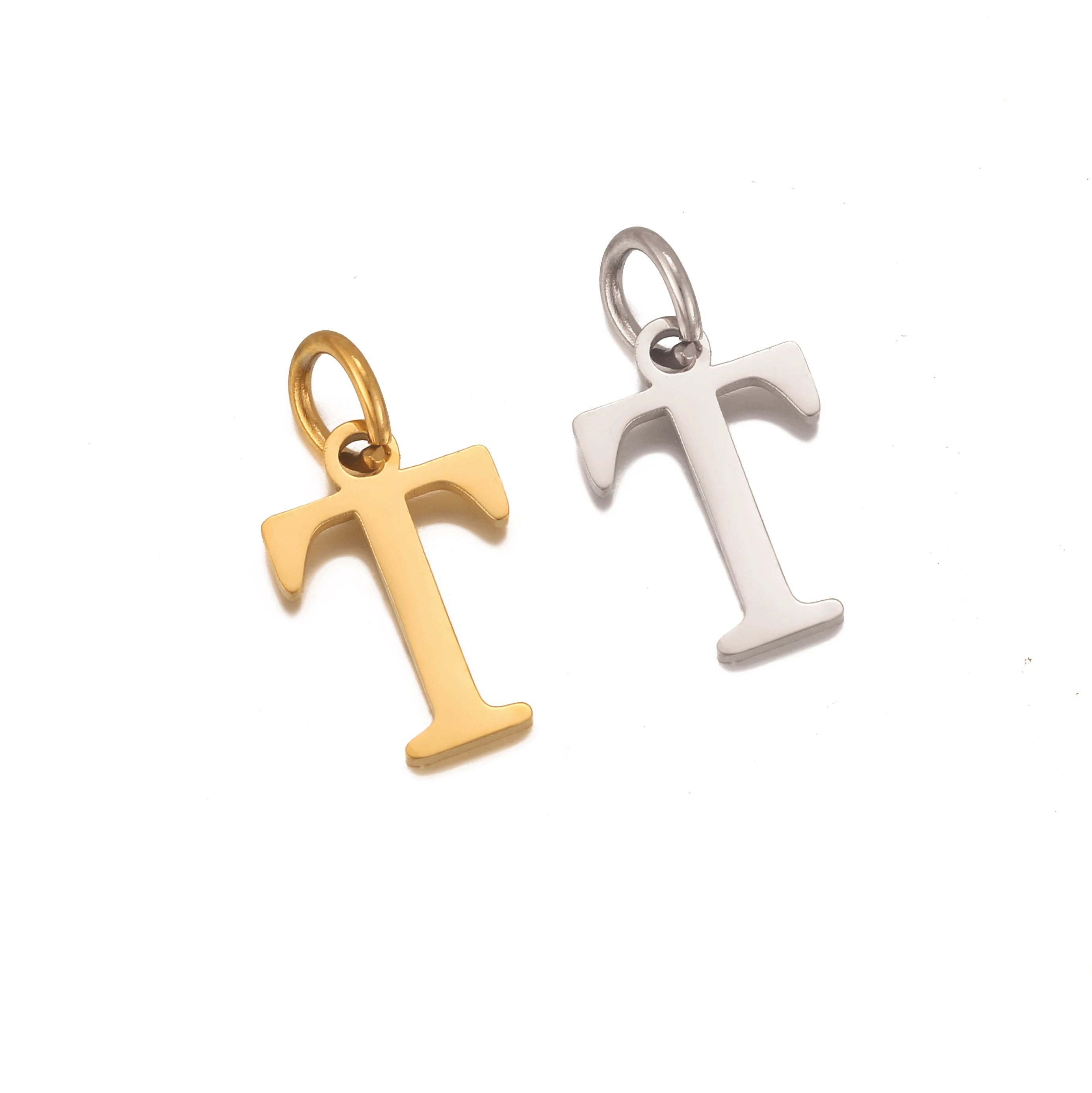 5Pcs Stainless Steel Initial Alphabet Charms Fadeless English Letter Pendant DIY Necklace Bracelet Gift Jewelry Making Supplies