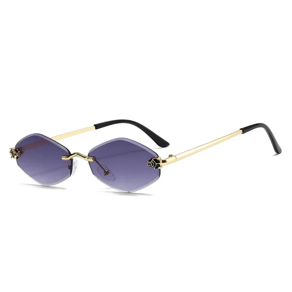 New Rimless Cut Edge Sunglasses Woman Diamond Personalized Sunglasses UV Protection Small Frame Vintage Metal Shades Eyewear