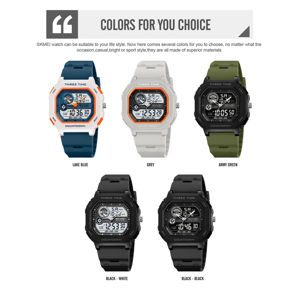 SKMEI 2641 New Leisure Sports Dual Display Men's Digital Watch Waterproof Multifunctional Electronic Military Watch reloj hombre