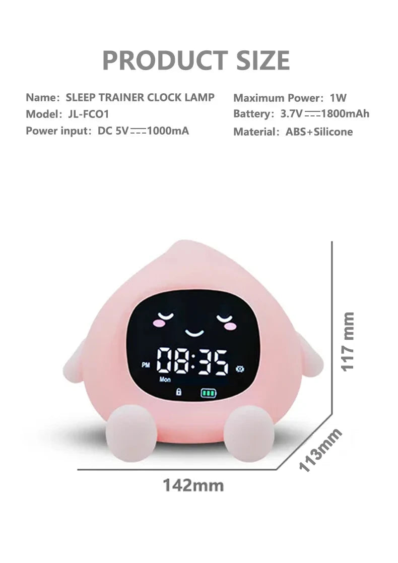 ORIA Kids Alarm Clock Sleep Training Alarm Clock Wake Up Rechargeable Clock with 9 Color Night Light&Child Lock Clocks For Home