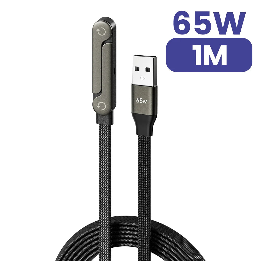 65W 2 in 1 USB A To USB C Fast Charging Foldable Phone Holder Data Cable USB Type C Builtin Desk Bracket Wire For Huawei Oneplus