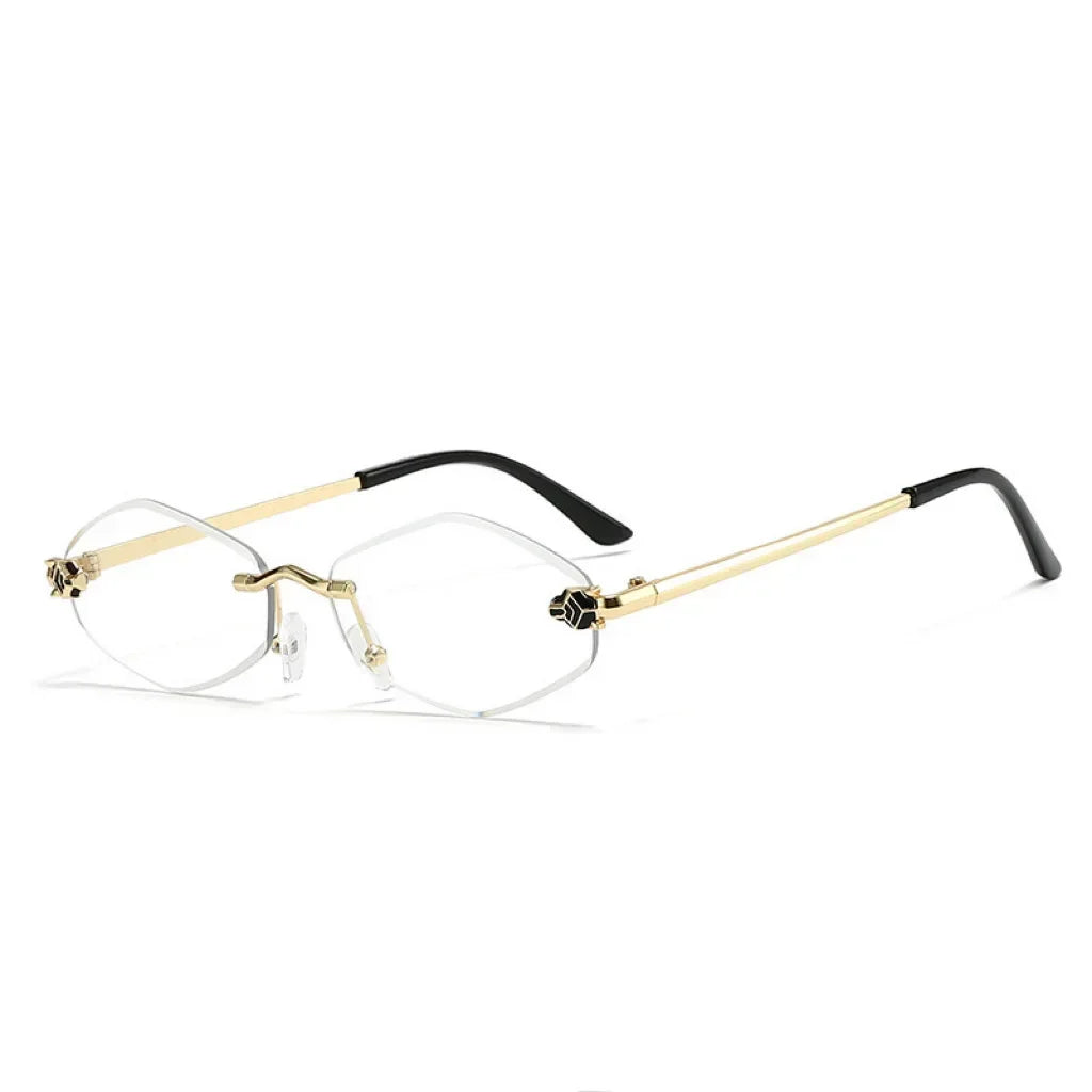 New Rimless Cut Edge Sunglasses Woman Diamond Personalized Sunglasses UV Protection Small Frame Vintage Metal Shades Eyewear