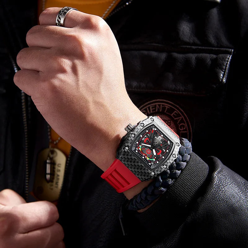 UTHAI CQ232 New Concept New Watch Men's Trendy Waterproof Glow Men's Watch Personalized Watch Silicone Wine Barrel Quartz Watch