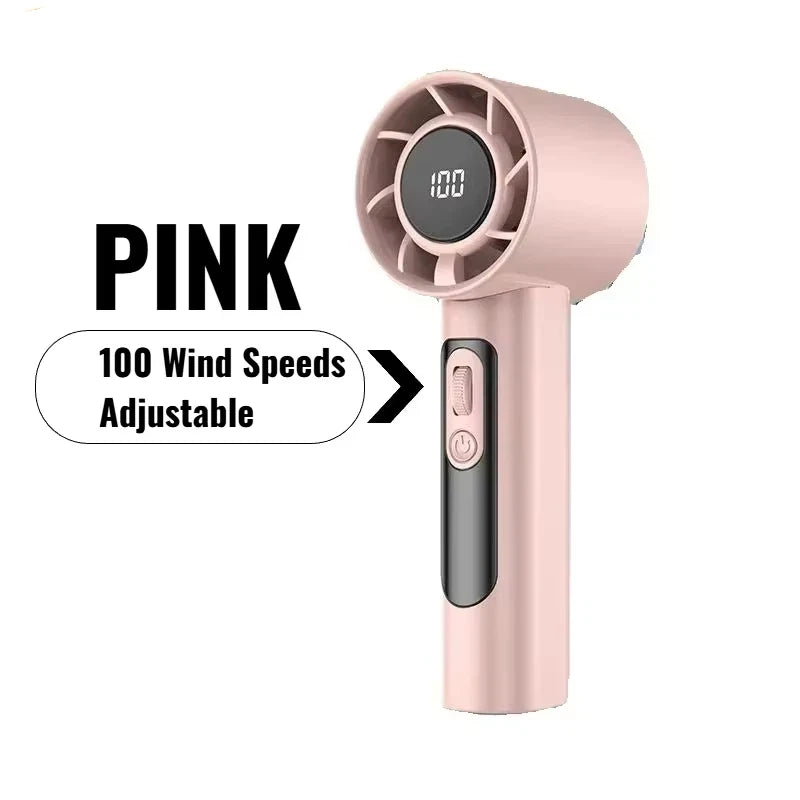 Lenovo Handheld Fan 100 Speeds Adjustable USB Rechargeable Mini Turbo High Speed Cooling Fan for Outdoor Travel Office Home New