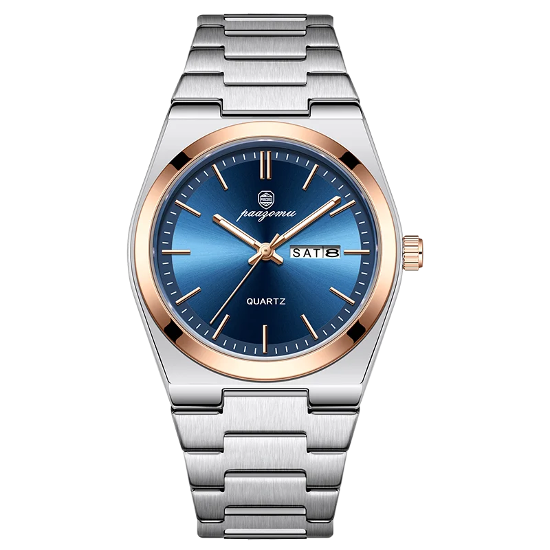 PAAZOMU Luxury Quartz Man Wristwatch Sport Men Watches Waterproof Luminous Date Week Stainless Steel Men's Watch Male Reloj+box