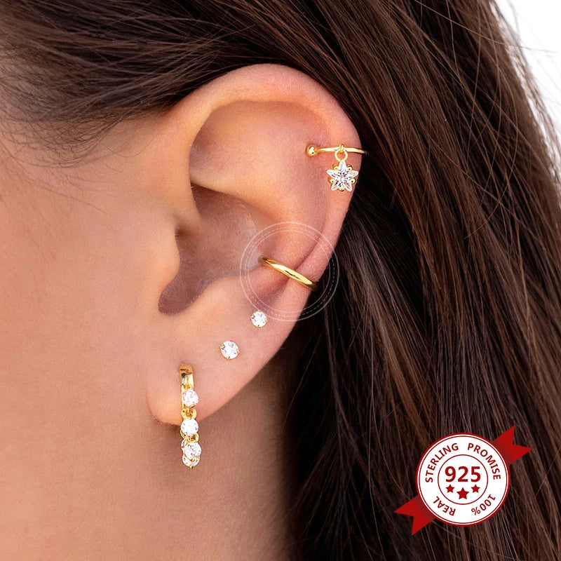 1PC Punk Ear Cuff Plated 24K Gold/925 Silver Conch Clip Earrings For Women Climbers No Piercing Fake Cartilage Earrings