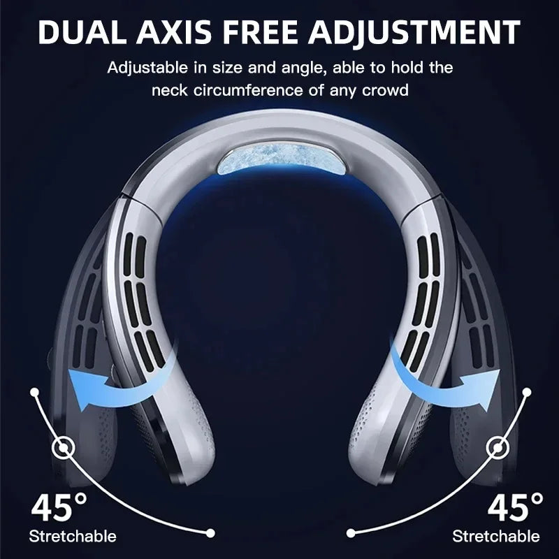 2025 USB Hanging Neck Fan Portable Bladeless Mini Rechargeable Mute LED Digital Display Electric Air Cooler For Sport