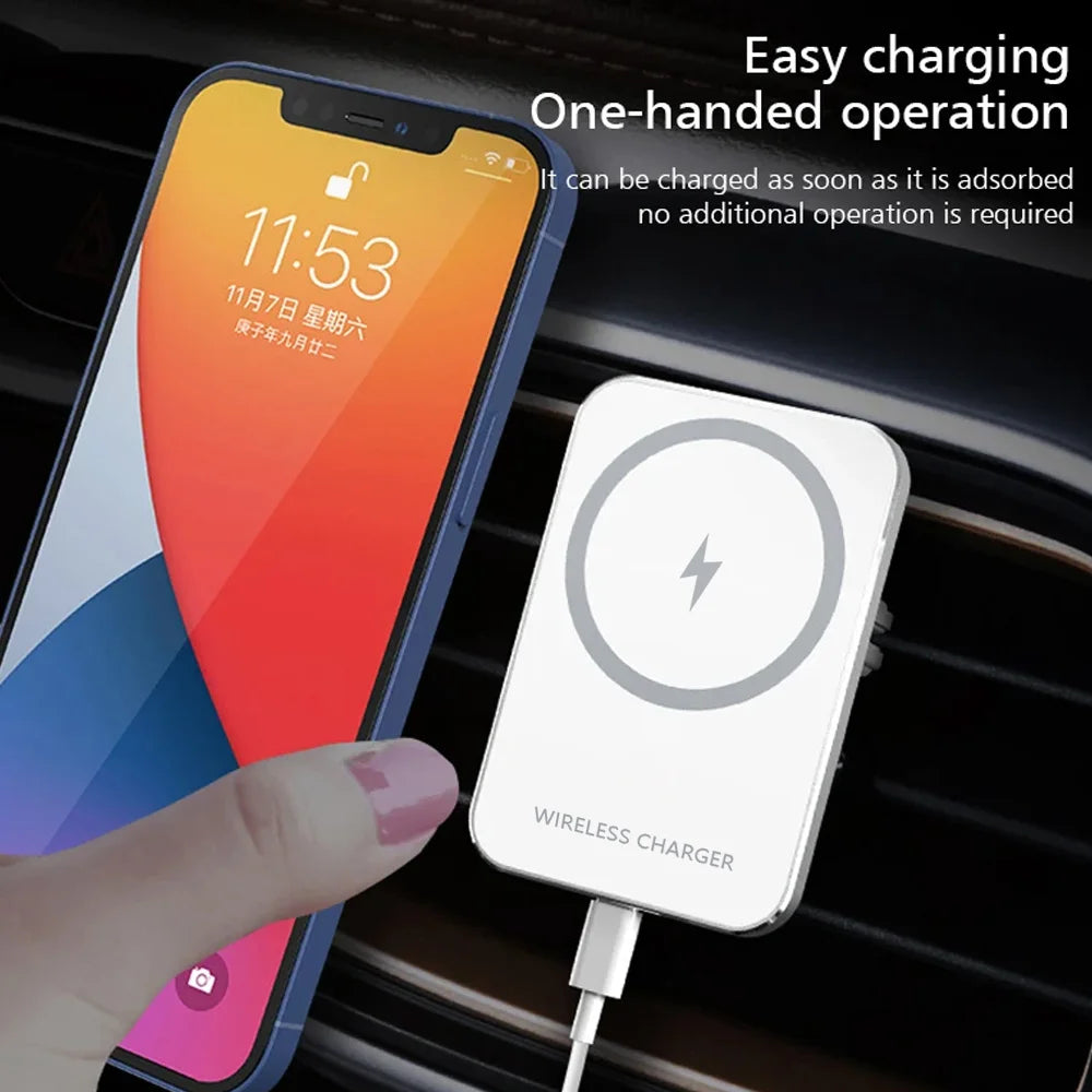 15W Magnetic Car Wireless Charger for Iphone17-12 Pro Max Car Charger Stand Macsafe Wireless Charger Air Vent Phone Hodler