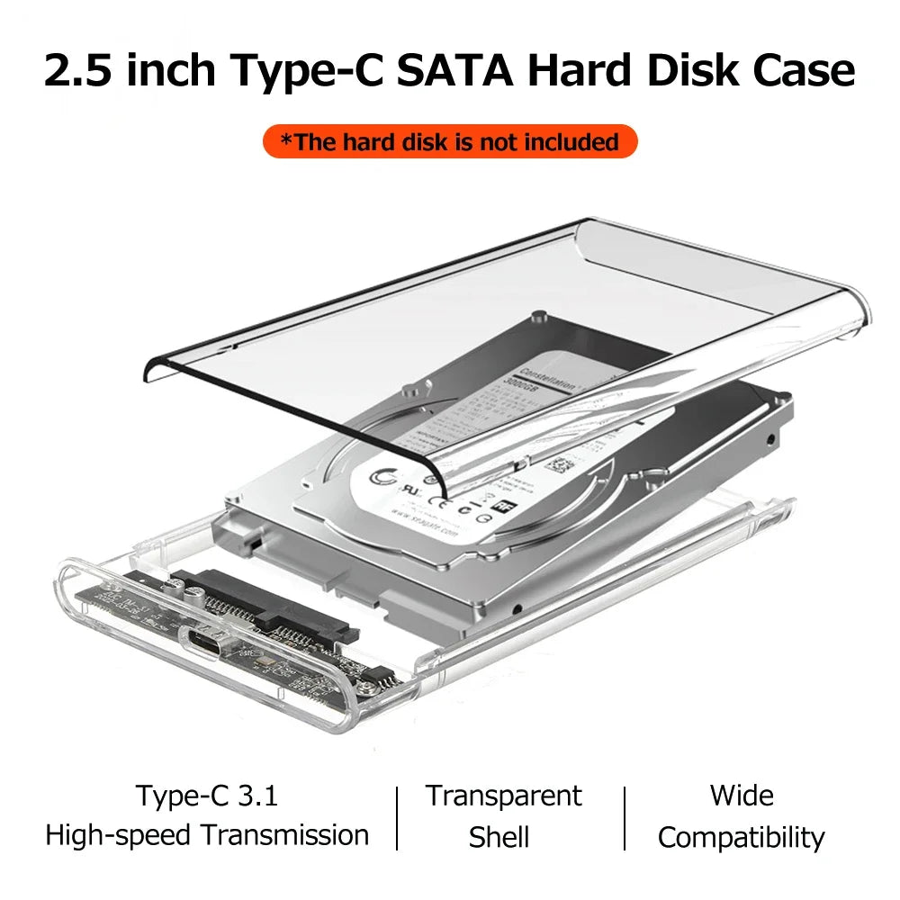 Harddisk Boxs USB 3.0/Type C to SATA III Hard Disk Case 2.5Inch HDD SSD External Enclosure Hard Drive Disk Box External HDD Case