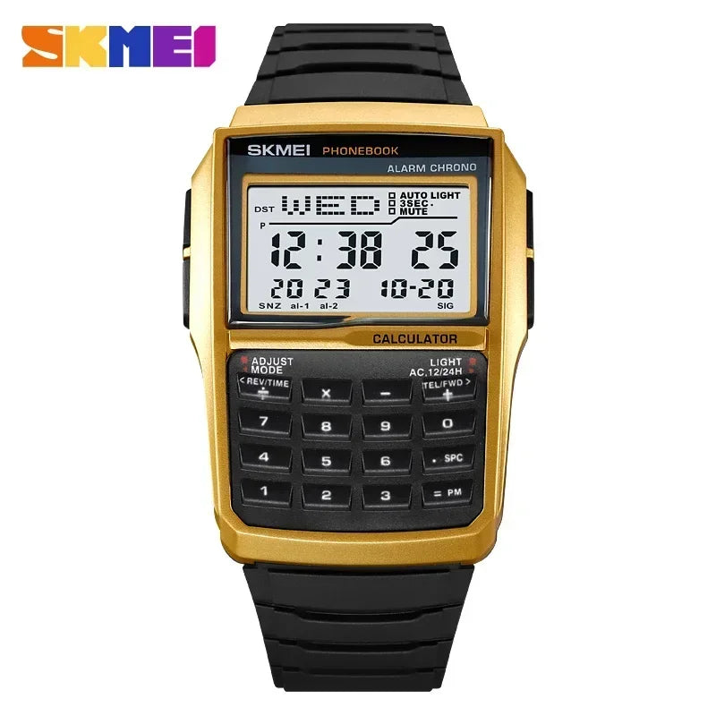 SKMEI 2255 Watch for Men Dual Time Countdown Casual Phone Book Digital Mens Wristwatches Montre Homme Sports Waterproof