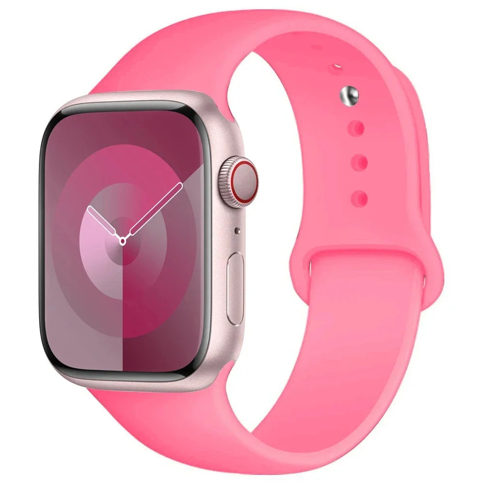 Silicone Band For Apple Watch strap 44mm 45mm 40mm 41mm 42-46mm 49mm sport bracelet iwatch series 11-10-9-8 7 6 5 4 SE-Ultra 2/3