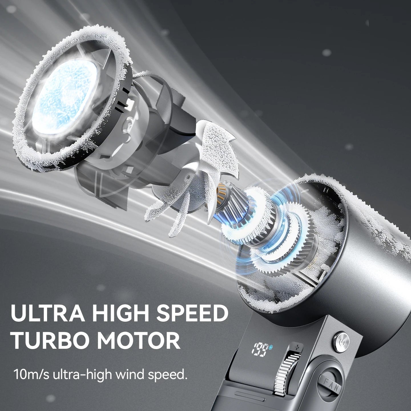 Mi Handheld Mini Fan 9000mAh with LCD Display 199-Speed Adjustment USB Rechargeable Outdoor Turbine Fan LED lights
