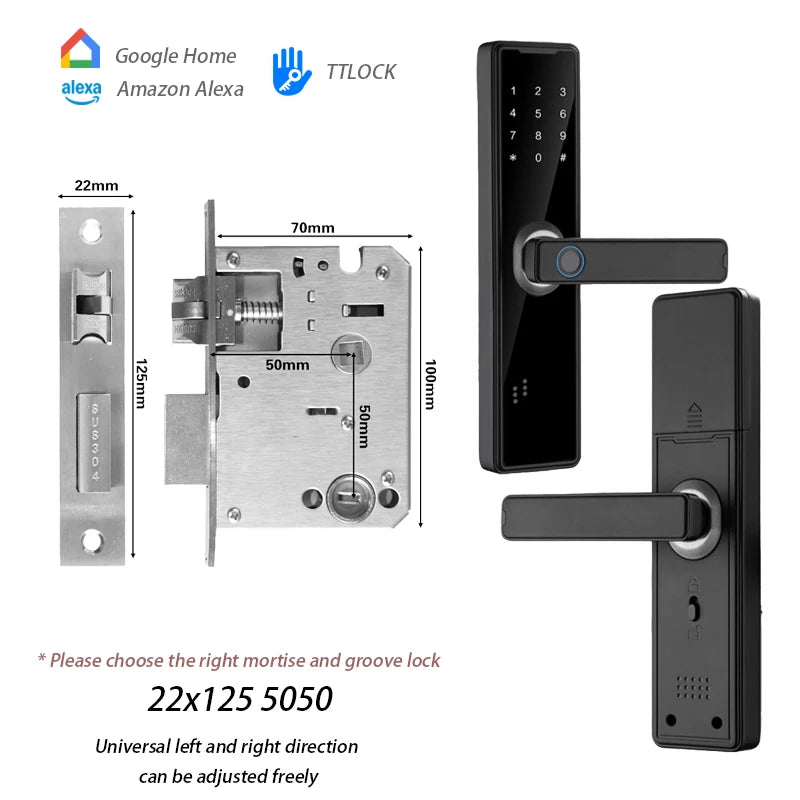 TTLock Bluetooth-compatible Fingerprint Door Lock Code Card Key Touch Screen Smart Door Lock Digital Electronic Lock For Home
