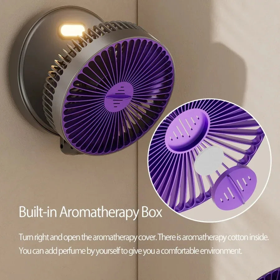 Foldable Desktop Fan Mini  Wall-Mounted Fan With Warm Night Light Rechargeable 4 Gears Adjustable Portable Air Circulation Fan