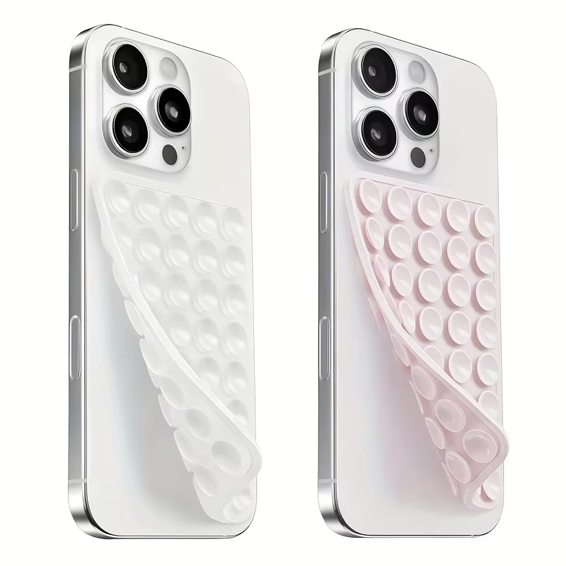 2pcs Double-Sided Silicone Suction Cup Phone Stand for Iphone Android Adjustable Angle for Makeup Fitness Yoga Binge-Watching