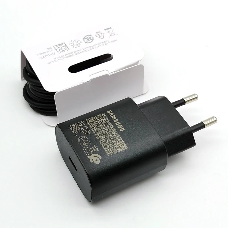 Samsung 25W Super Fast Charger Type C Adapter For Galaxy S24 S23 S20 S21 S22 Plus Note 20 10 A55 A35 A25 A15 Z Flip Fold 6 5 4 3
