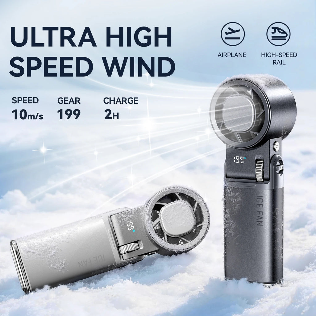 Mi Handheld Mini Fan 9000mAh with LCD Display 199-Speed Adjustment USB Rechargeable Outdoor Turbine Fan LED lights