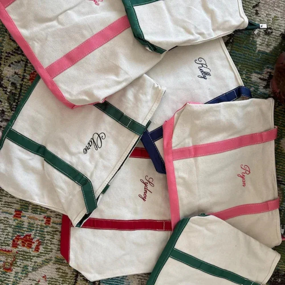 Embroidered Name Tote Bag, Fashion Custom Txet Canvas Tote Bag, Boat Tote, Beach Bag, Personalized Bridesmaid Gifts,Party Gifts
