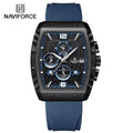 NAVIFORCE Creative Barrel-Shaped Dial Men Watches Fumed Silica Strap Waterproof Quartz Chronograph Date Display Male Wrist Watch
