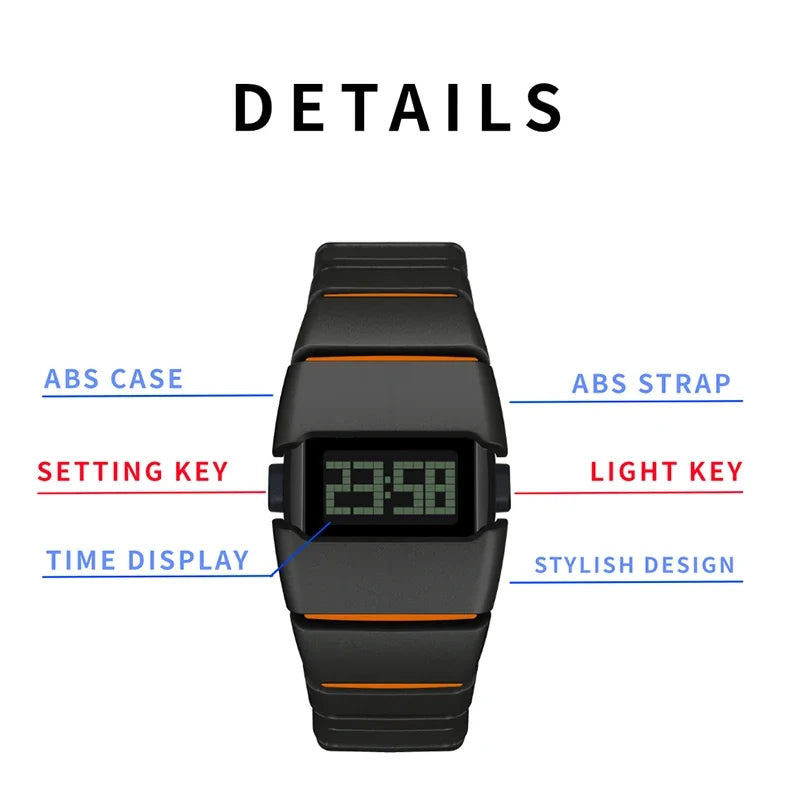 SHIYUNME Fashion Men's LED Electronic Watch Plastic Material Creative Design Unique Watch Man Casual Sports Waterproof Watch