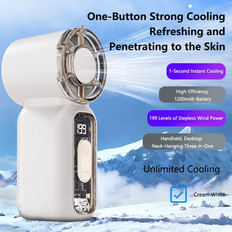 Lenovo USB Rechargeable Mini Handheld Fan Ultra-Quiet Digital Display Small Electric Fan Powerful Wind Personal Cooling Fan New