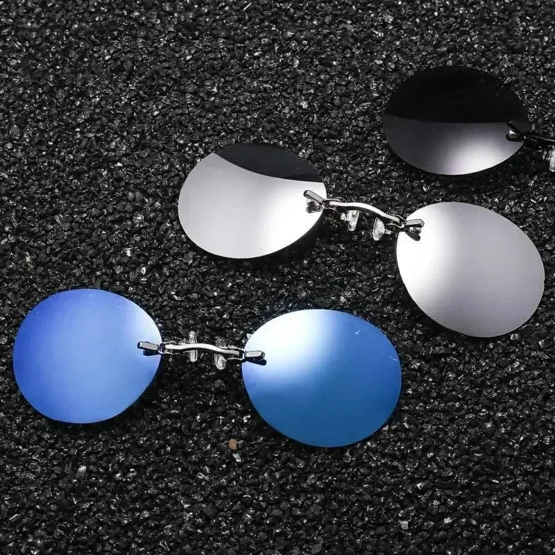 1-2PCS Clip On Nose Glasses Round Rimless Matrix Morpheus Sunglasses Mini Frameless Vintage Men Eyeglasses