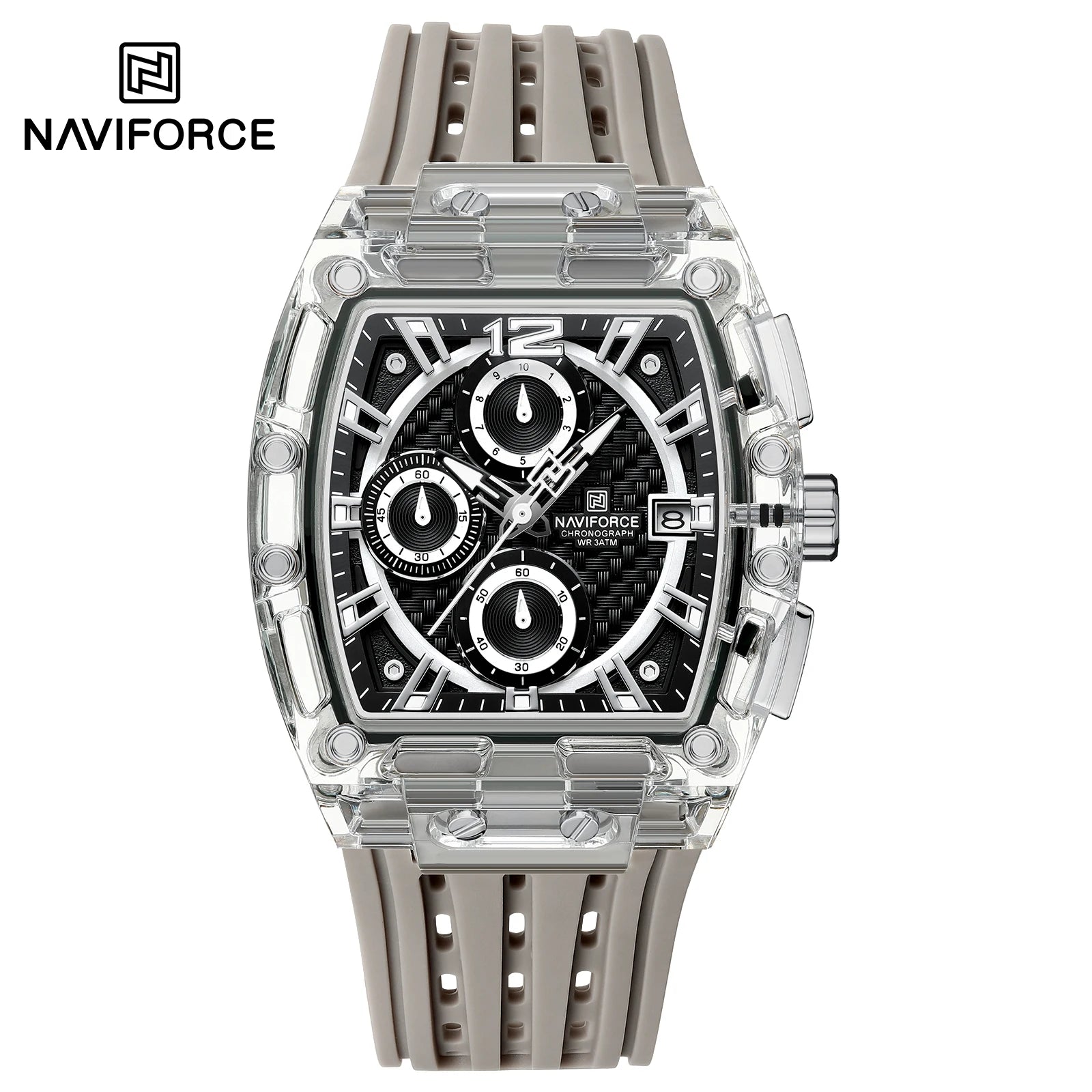 NAVIFORCE 2025 New Design Transparent Tonneau Watch Men Quartz Man Watches Waterproof Luxury Sport Out Door montre homme