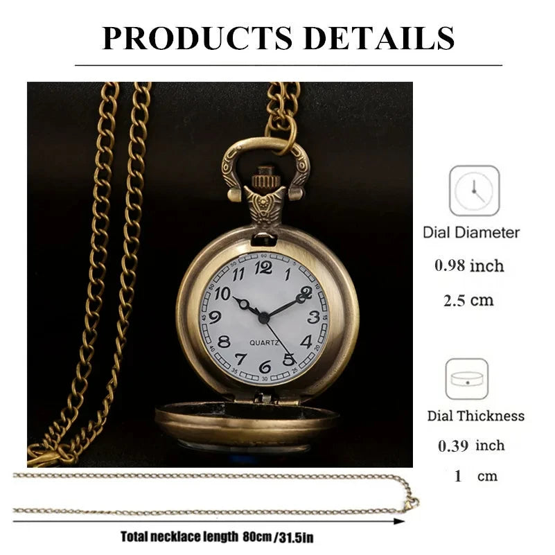 Exquisite Vintage Motorbike Pocket Watch Creative Clock With Necklace Chain Retro Bronze Cowboy Masculino Relogio Best Gift