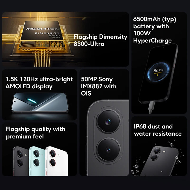 POCO X8 Pro Global Version battery 6.59" 1.5K Smartphone 120Hz AMOLED display 50MP  Version Dimensity 8500-Ultra 6500mAh