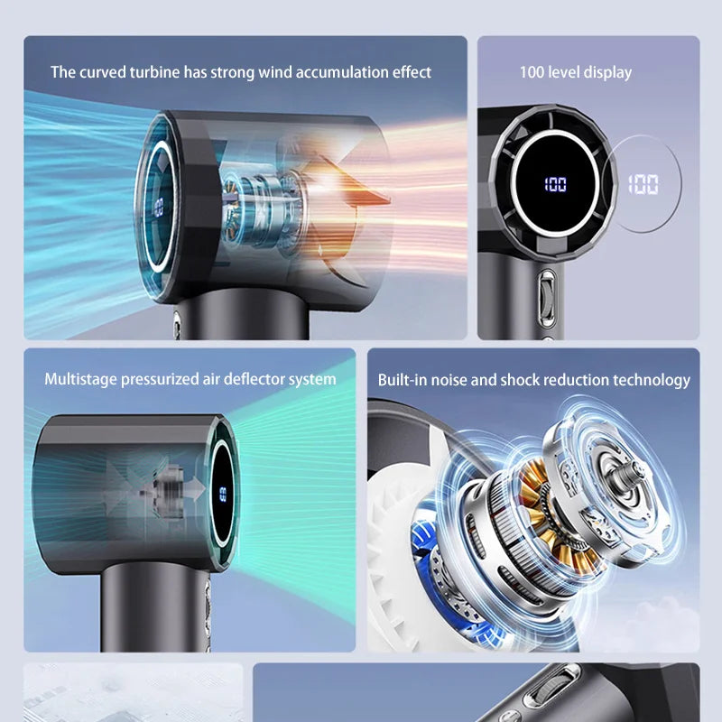 Lenovo Portable Refrigeration Fan Handheld Turbo Fan 100 Gears Adjustable USB Rechargeable Mini Personal Fan for Travel Camping