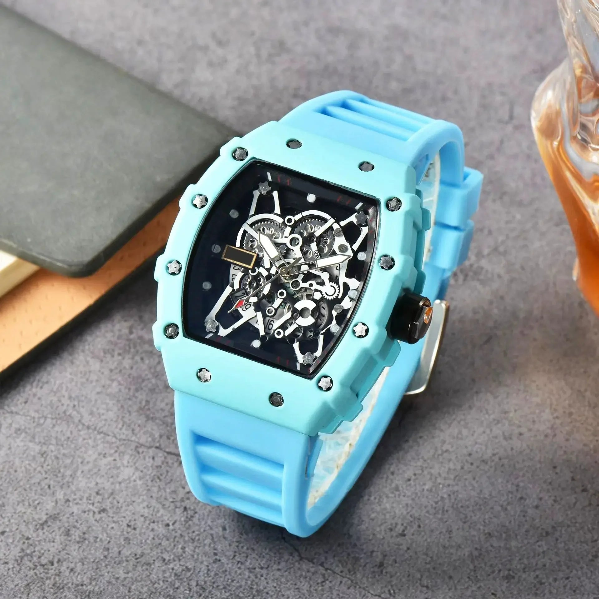 Luxury Quartz Men’s Wristwatch  Male Watch for Man Watches Trend Transparent Ghost Head Waterproof Skull