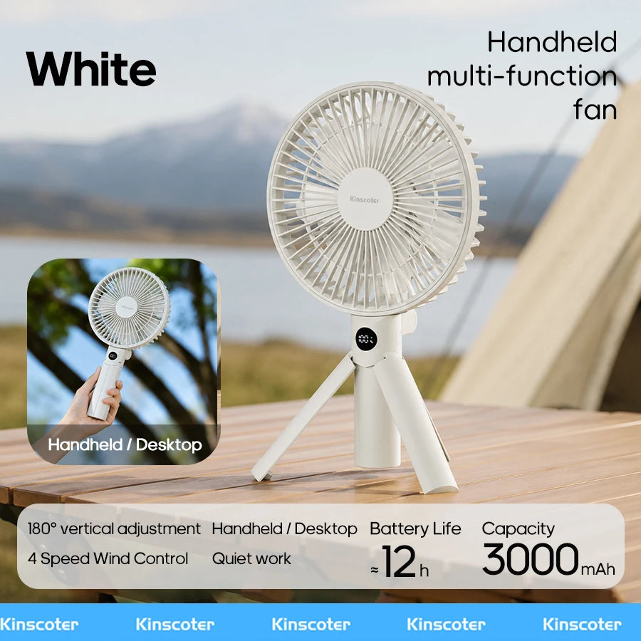 New Portable Folding Handheld Fan 3600mAh Desktop Rechargeable Fan 100-speed Wind Angle Adjustable for Home Outdoor Travel